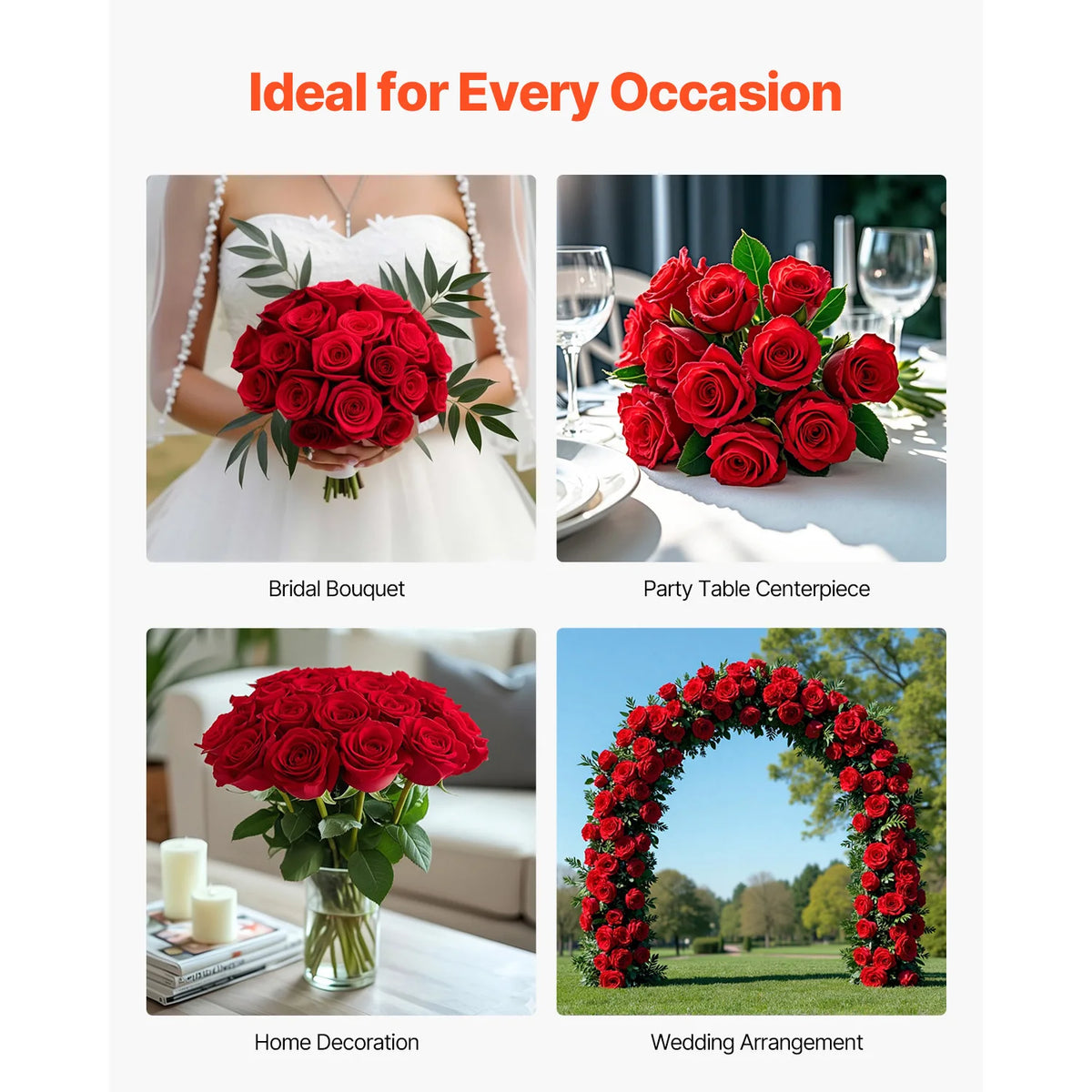 SucceBuy 60/120/500 pcs Artificial Flowers with Stems for DIY Wedding Home Centerpieces Arrangements Party Tables Decorations