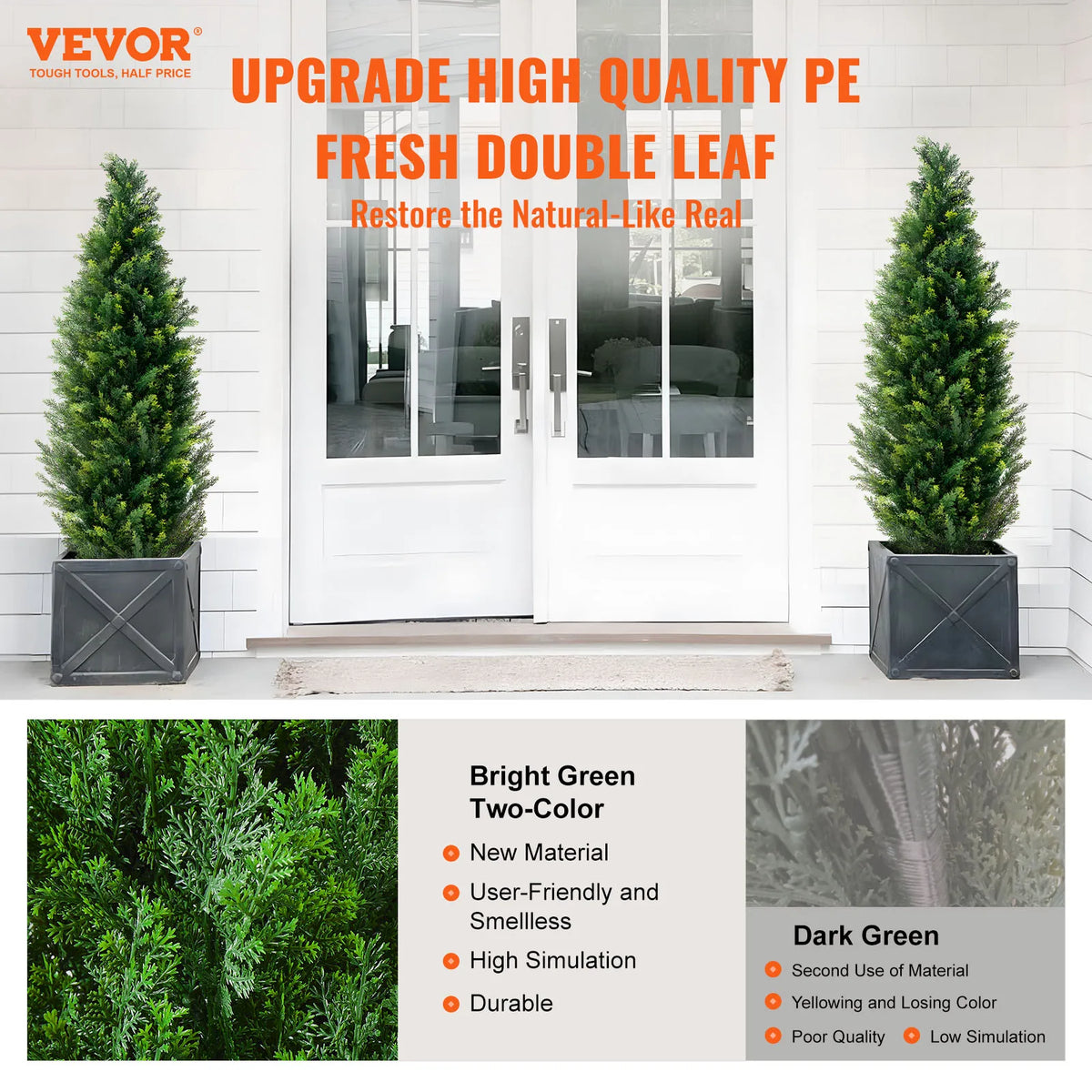 SucceBuy Artificial Cedar Topiary Tree Evergreen Fake Pine Cypress Trees Plant Artificial Greenery Set for Home Decor Outdoor