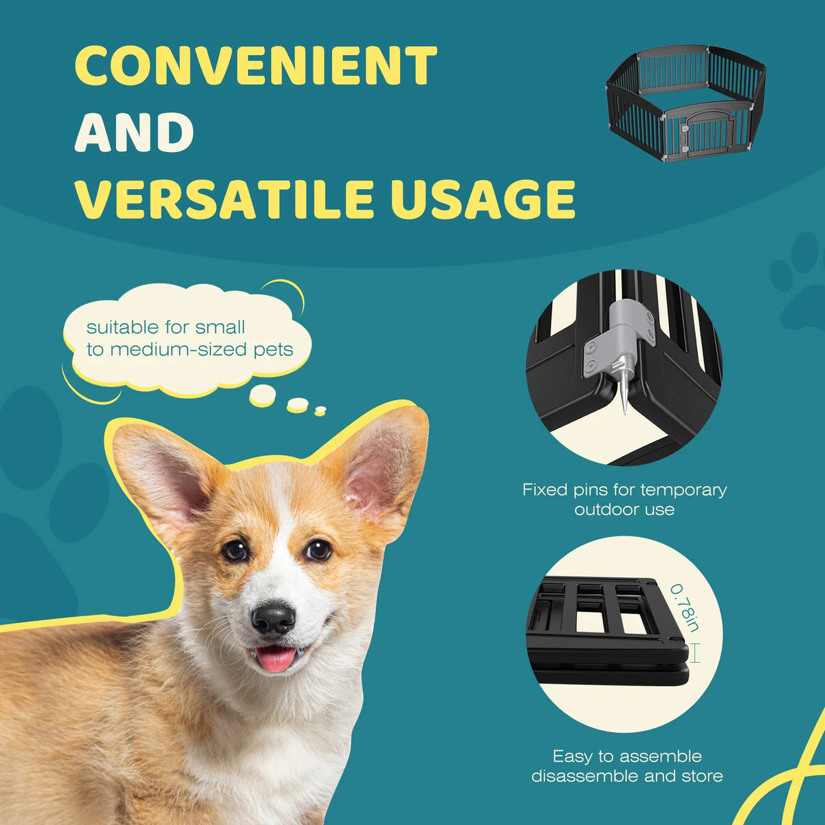 JHK Plastic Dog Playpen 6 Panel 24IN Expandable Durable Pet Fence for Medium Dogs Indoor Outdoor Folding Portable Puppy Playpen