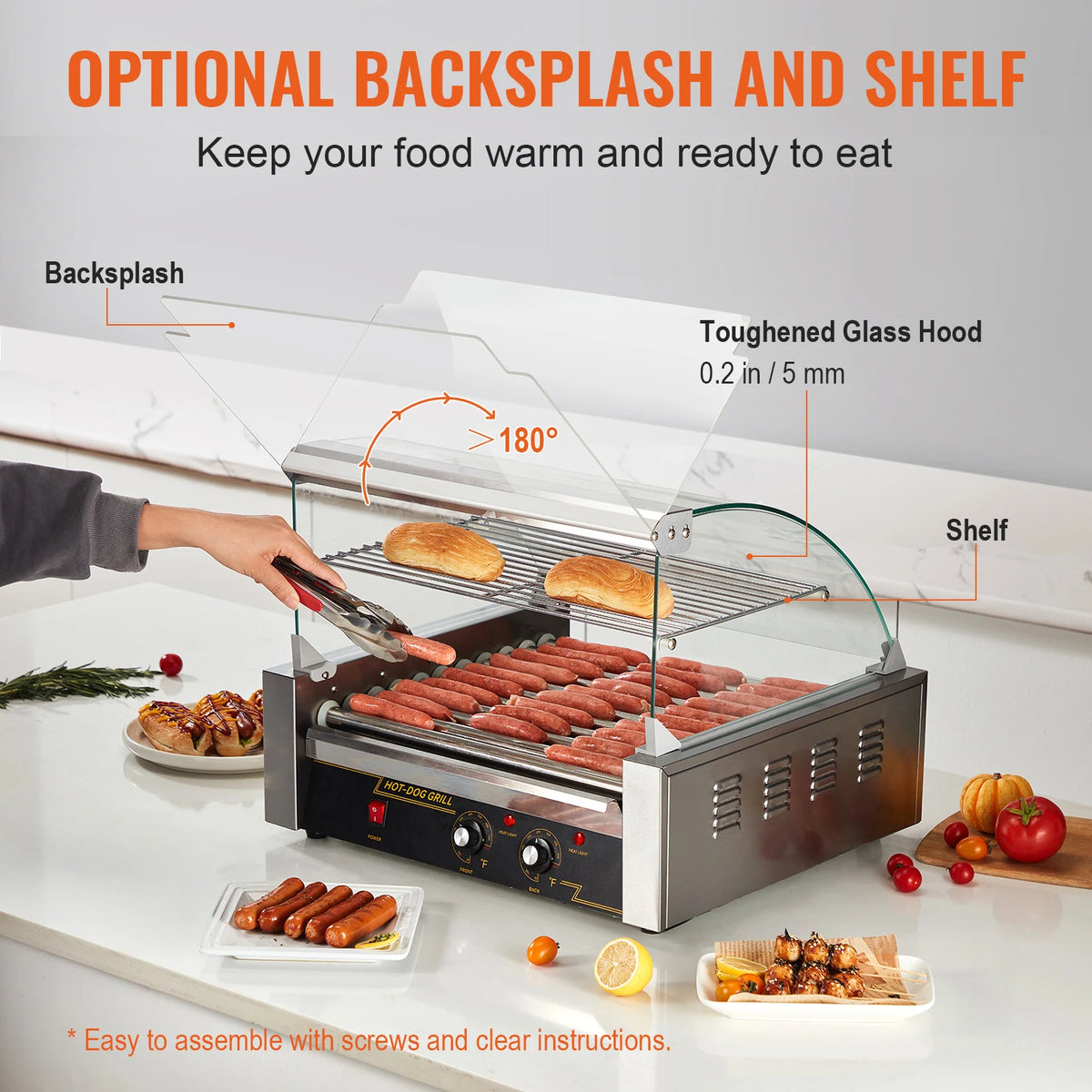 SucceBuy 5/7/11 Commercial Hot Dog Roller Electric Sausage Maker Barbecue Grill Machine for Camping Party Home Appliance 110V