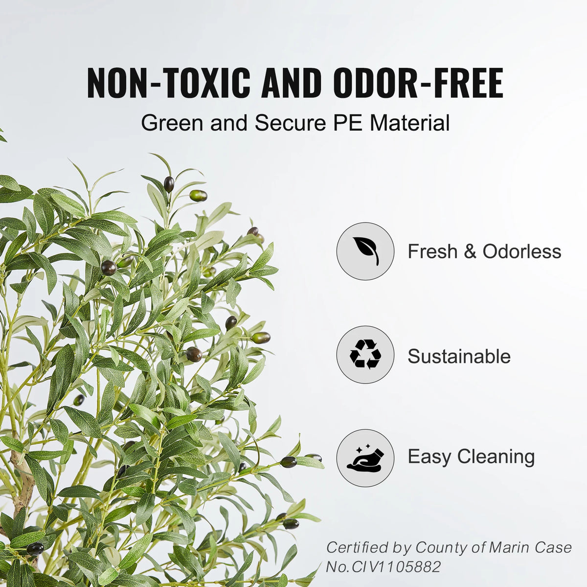 SucceBuy Artificial Olive Tree 4/5/6FT Tall Faux Plant Secure PE Material Anti-Tip Tilt Protection Low-Maintenance Tree for Home