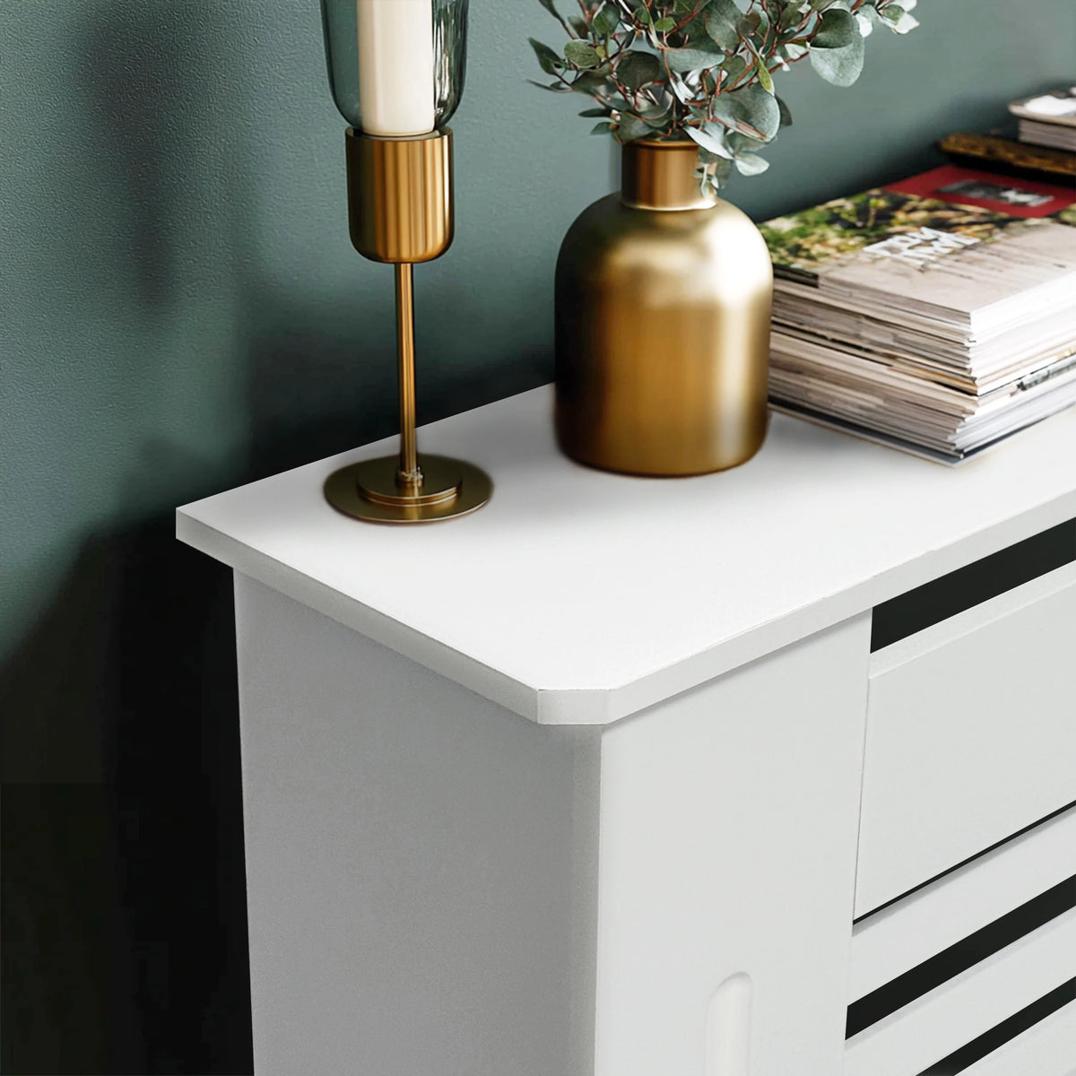 Modern 100cm MDF Wood Slat Radiator Cover for Living Room Bedroom Hallway - Decorative Cabinet Slat Style