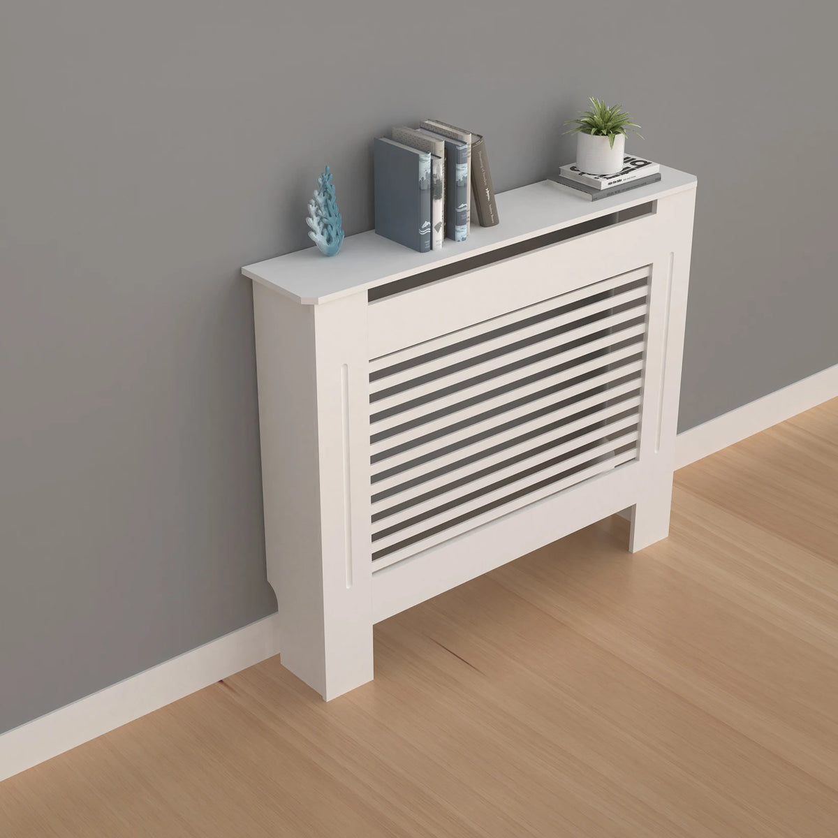 Modern 100cm MDF Wood Slat Radiator Cover for Living Room Bedroom Hallway - Decorative Cabinet Slat Style