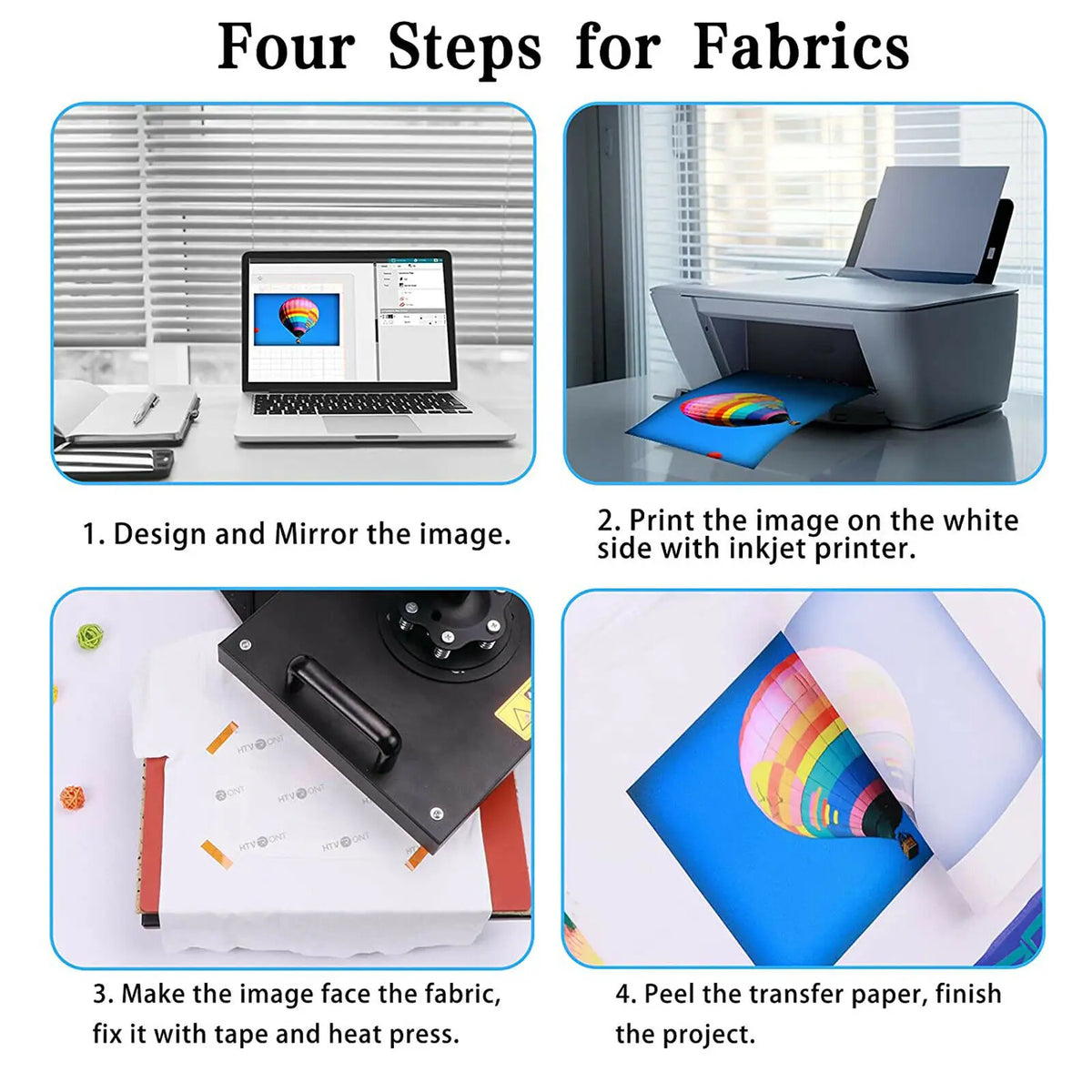 HTVRONT 150 Sheets 8.5 X 11 Inches A4(US)Sublimation Paper Heat Transfer Paper for Inkjet Printer T-shirt Clothes Printing 120g