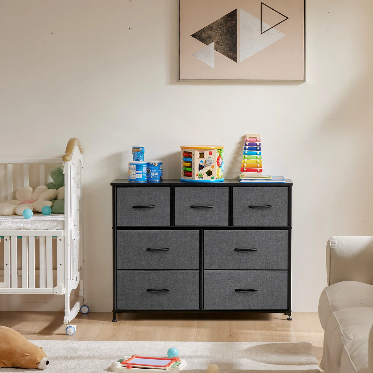 MCQ 7 Drawers Fabric Cabinet Living Room Storage Closet Chest of Dresser Tables Nightstand Display Storage For Home Furniture