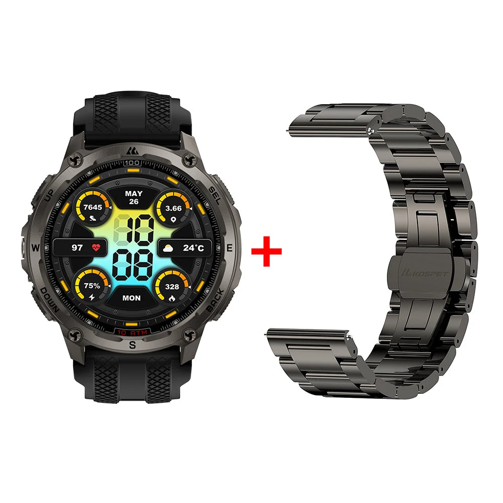KOSPET Tank T4 Smart Watch for Men 6-Sat GPS Offline Maps 10ATM Waterproof Heart Rate Diving Skiing Hiking for Android iOS