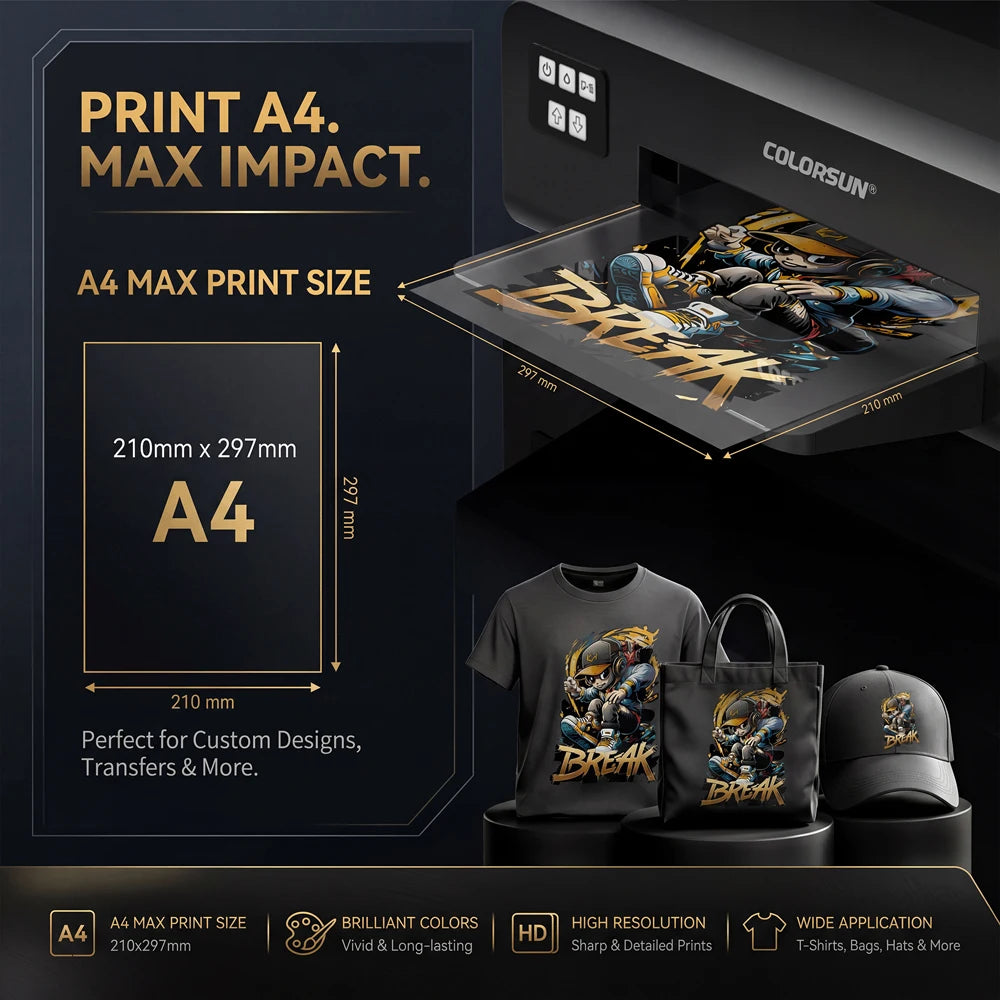 Colorsun A4 DTF Printer For Epson L800 Impresora A4 DTF Printing Machine Direct to Film A4 DTF Printers For T-Shirts Hoodies