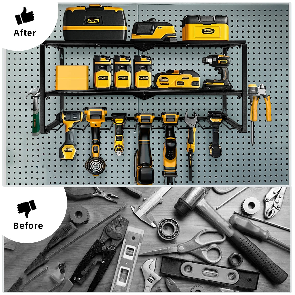 Heavy Metal Garage Wall Mount Cordless Drill Rack Organizer Shelf Tool Storage for Home Organization