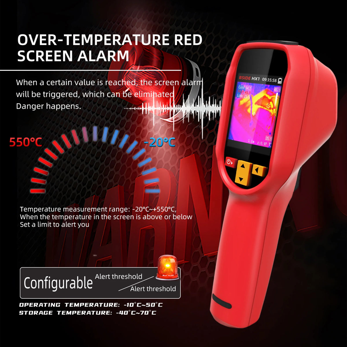 BSIDE Professional Thermal Imager Handheld Thermometer -20~550C High Resolution 15 Disc PC Analysis Software
