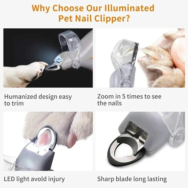 1pc LED Pet Nail Clipper For Easy And Safe Dog And Cat Paw Grooming,Nail clippers with lights, cats, dogs, paws, nail clippers