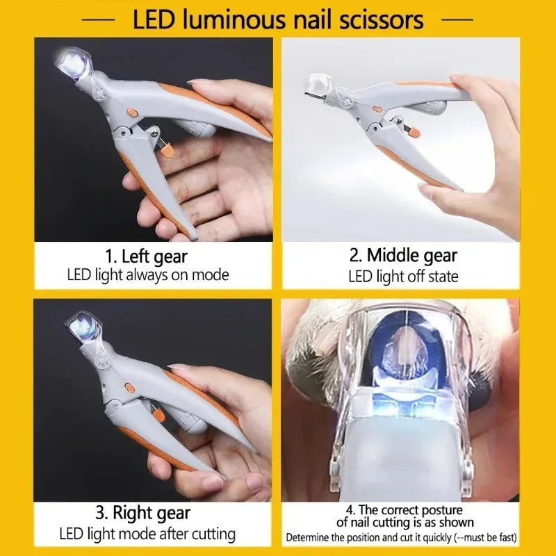 1pc LED Pet Nail Clipper For Easy And Safe Dog And Cat Paw Grooming,Nail clippers with lights, cats, dogs, paws, nail clippers