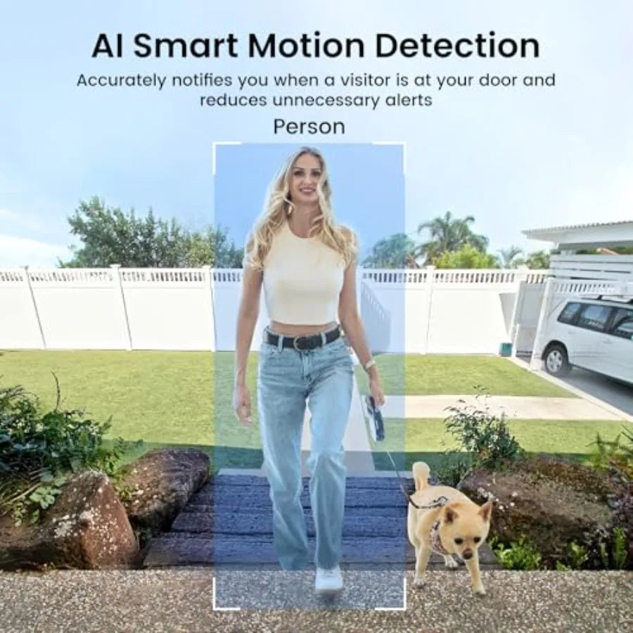 Wireless Doorbell Camera for home security, aluminum alloy body, matte black, 170 ultra wide viewing angle, intelligent parcel