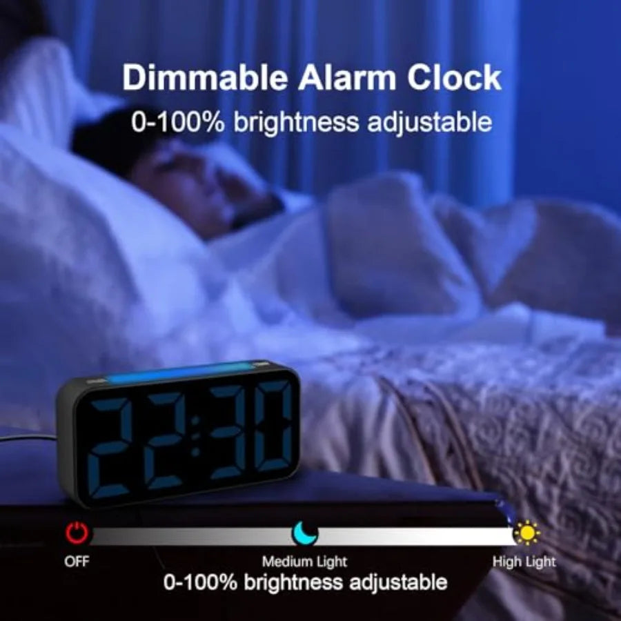 Loud Alarm Clocks for Bedrooms Heavy Sleepers, Plug-in Digital Bedside Clock with Night Light, Large Display, Dual Alarm, Snooz