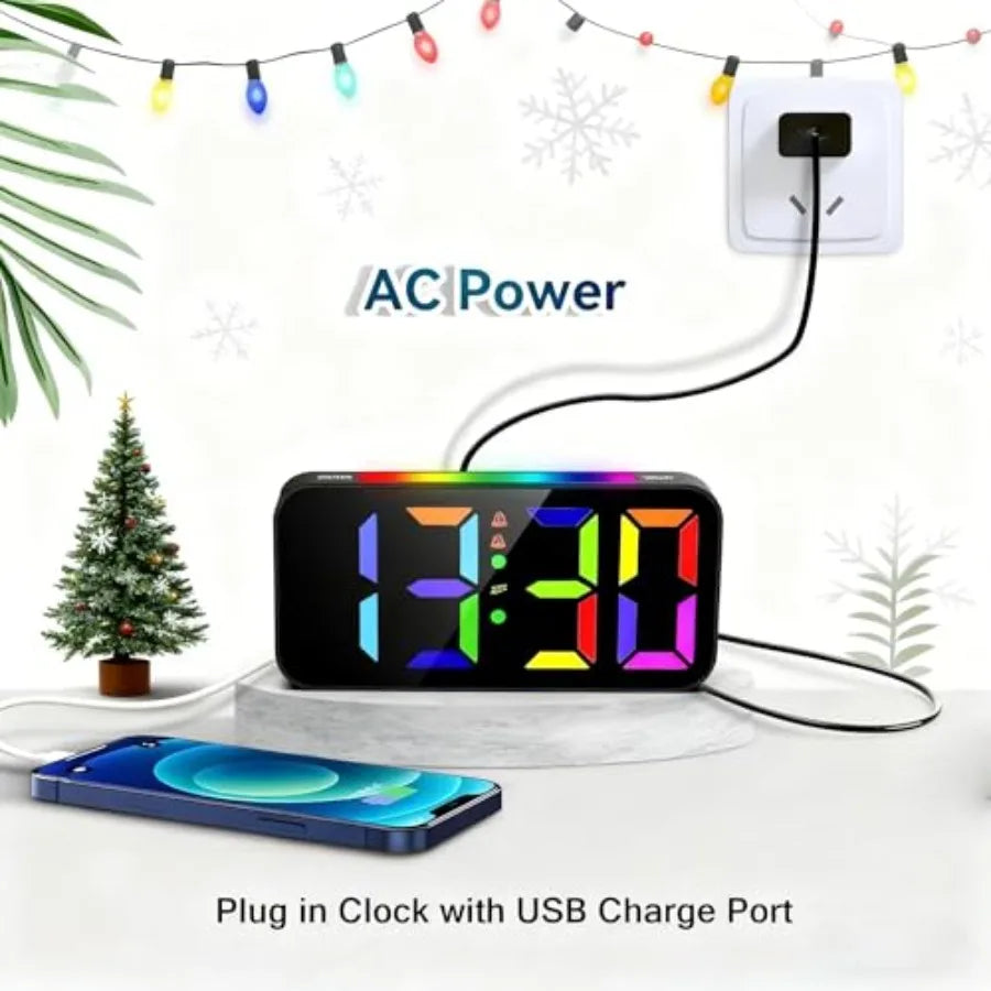 Loud Alarm Clocks for Bedrooms Heavy Sleepers, Plug-in Digital Bedside Clock with Night Light, Large Display, Dual Alarm, Snooz
