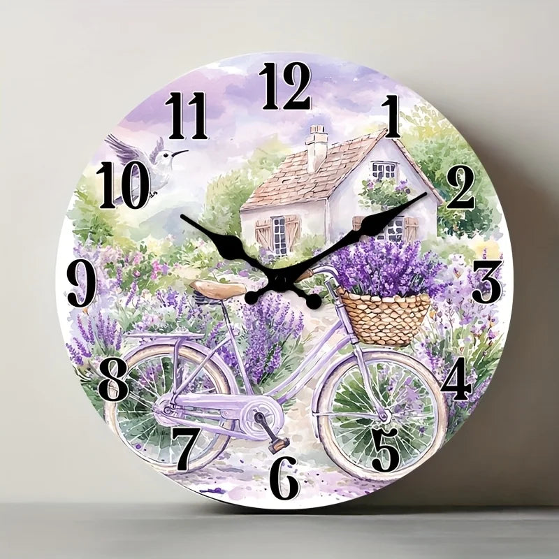 1pc Non-Ticking Wooden Wall Clock - L Rustic Farmhouse Decor for Kitchen, Bedroom, Living Room, Stairwell, Laundry Room (AA Battery Operated, Not Included), Rustic Home Decor, Countryside Theme, Durable Clock Design, 2D Flat