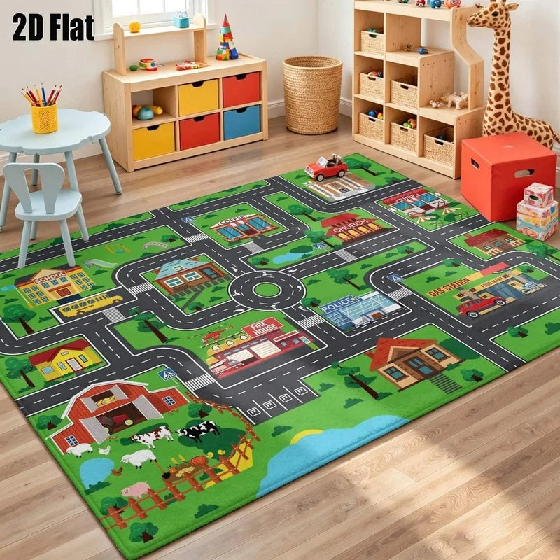 1Pc Retro American Town Road Pattern Rug, Machine Washable, Cozy Home Decoration, Ins Style Universal, Suitable for Living Room, Bedroom, Entryway, Office, Game Room and Other Areas