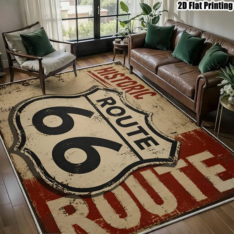1Pc Classic American Style Printed Carpet, Retro Style Home Decoration, Suitable for Living Room, Bedroom, Dining Room, Bedside, Indoor and Outdoor Terrace