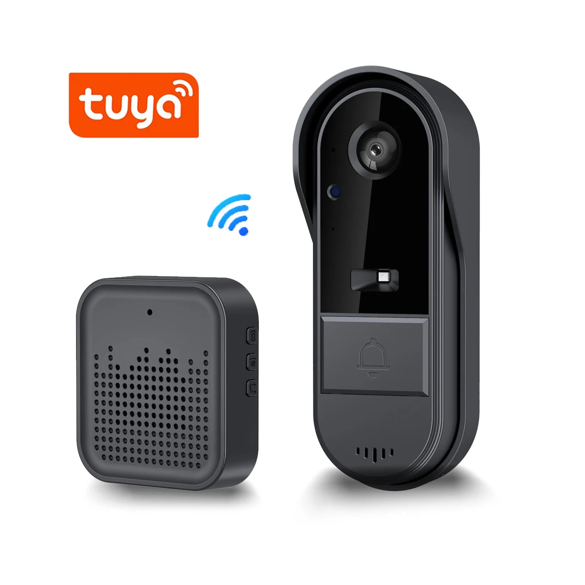 XBIBI Tuya WiFi doorbell 2-way HD 1080P, microSD/cloud, waterproof, 1000mAh battery, long standby,Wireless Security Camera