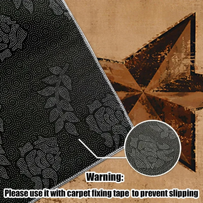 1Pc American Retro Five-Pointed Star Geometric Carpet, Country Style Decorative Carpet for Living Room, Bedroom, Dining Room, Bedside, Indoor and Outdoor Patio, Home Decor Accessories