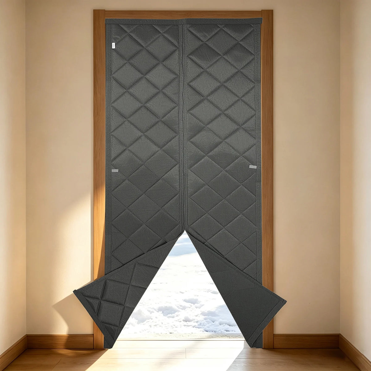 Door Insulation Curtain Grey 33.46*80.71in Cotton PVC Magnet for Air-Conditioned Room Kitchen
