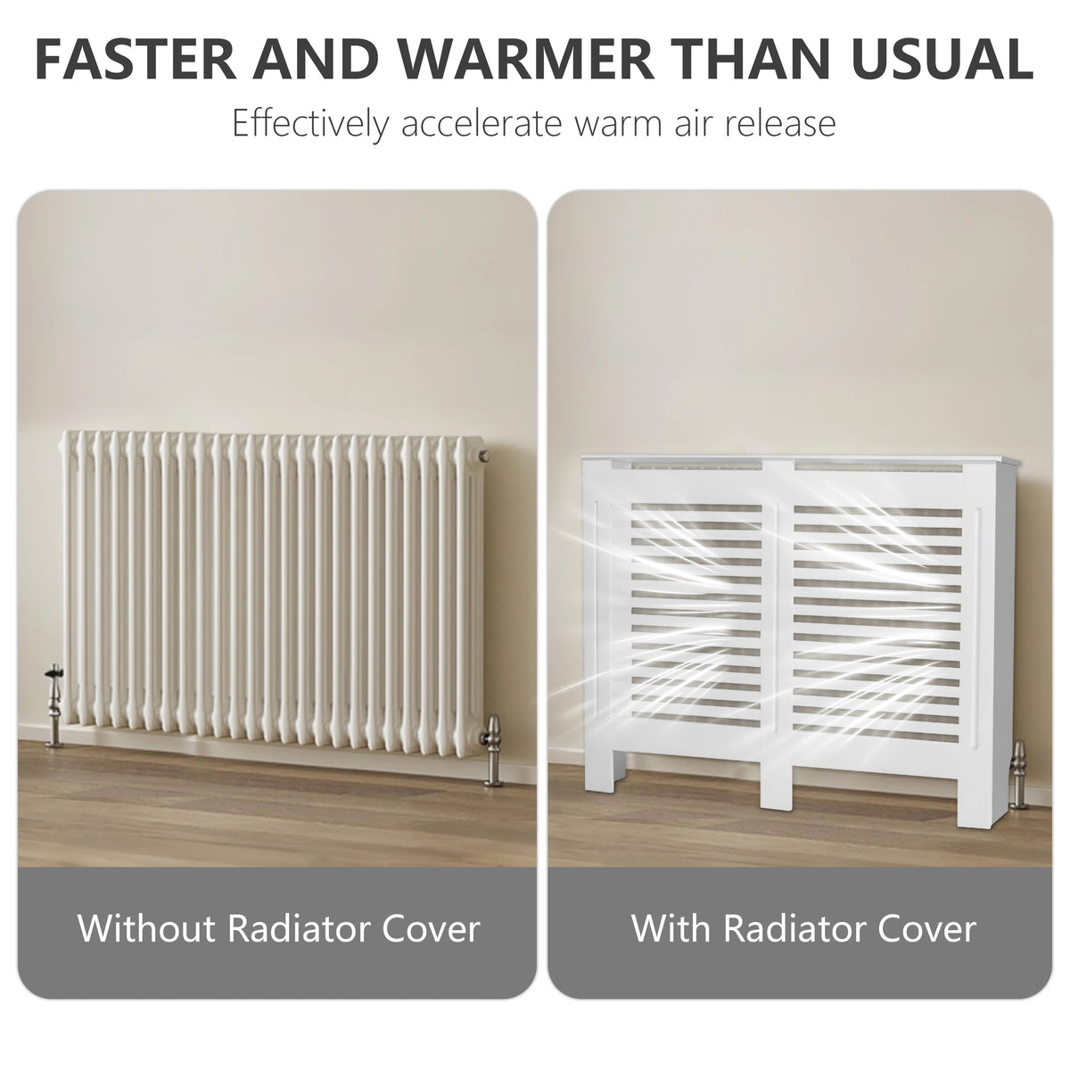 Modern 100cm MDF Wood Slat Radiator Cover for Living Room Bedroom Hallway - Decorative Cabinet Slat Style