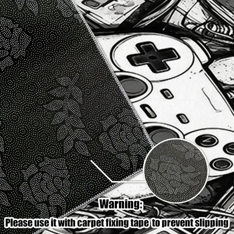 1Pc Retro Game Controller Pattern Printed Carpet, Art Decorative Carpet, Suitable for Living Room, Bedroom, Dining Room, Bedside, Indoor and Game Room, Home Decoration Accessories