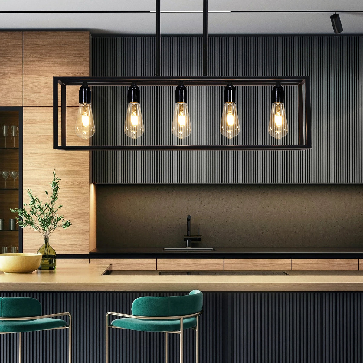 Industrial Kitchen Island Chandelier Hanging Lamp Ceiling Pendant Light for Dining Room Foyer