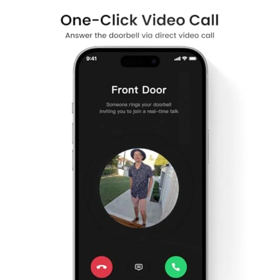 Wireless Doorbell Camera for home security, aluminum alloy body, matte black, 170 ultra wide viewing angle, intelligent parcel