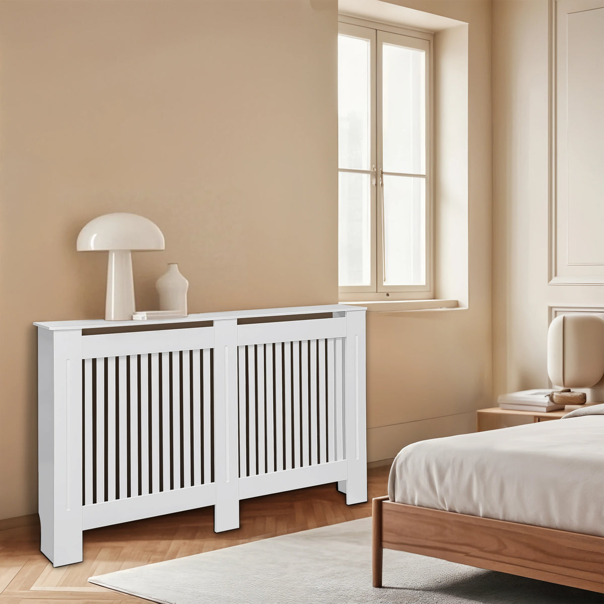 Modern 100cm MDF Wood Slat Radiator Cover for Living Room Bedroom Hallway - Decorative Cabinet Slat Style
