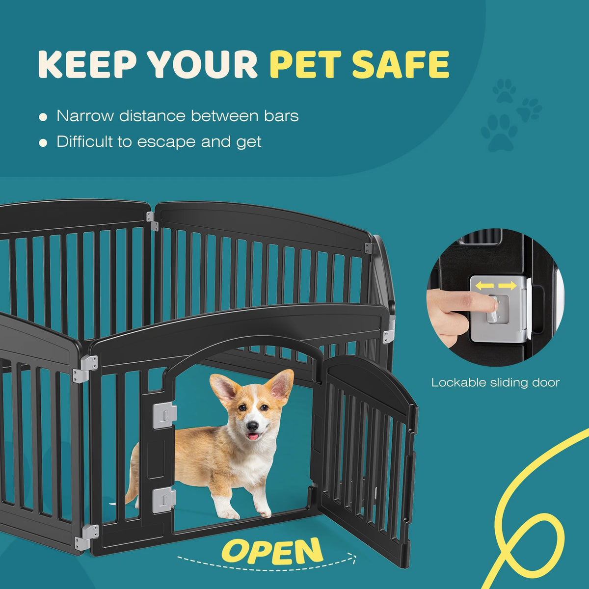 JHK Plastic Dog Playpen 6 Panel 24IN Expandable Durable Pet Fence for Medium Dogs Indoor Outdoor Folding Portable Puppy Playpen