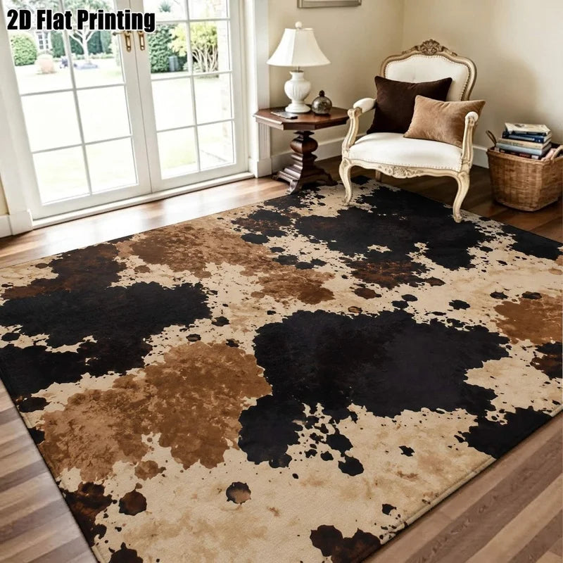1Pc Retro Ink Splash Print Carpet, Bohemian Style Decorative Rug for Living Room, Bedroom, Dining Room, Bedside, Indoor and Outdoor Patio, Home Decor Accessories