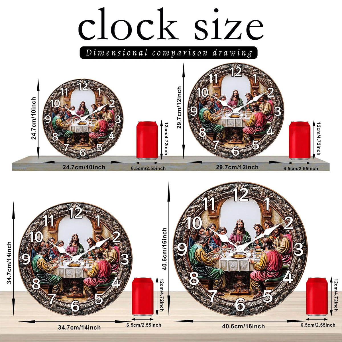 1pc, "The Last Supper" Wooden Wall Clock, Fantasy Theme Silent Wall Clock, Living Room, Bedroom, Kitchen, Office, Church Decor, Christmas, New Year Decor, Modern Home Art Decor, Ideal Birthday, Holiday Gift, Gift for Believer