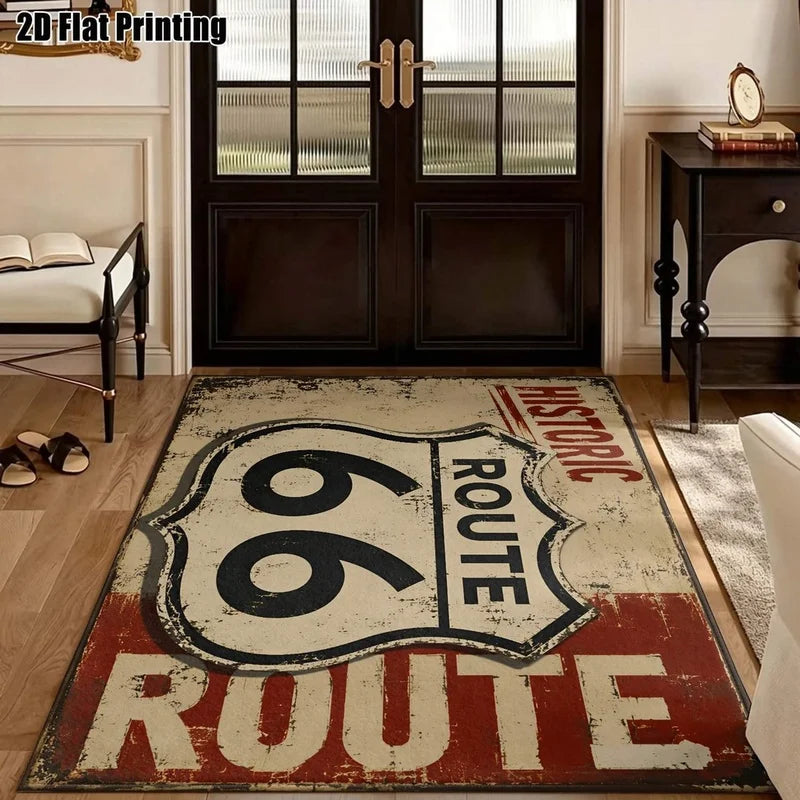 1Pc Classic American Style Printed Carpet, Retro Style Home Decoration, Suitable for Living Room, Bedroom, Dining Room, Bedside, Indoor and Outdoor Terrace