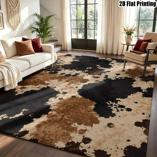1Pc Retro Ink Splash Print Carpet, Bohemian Style Decorative Rug for Living Room, Bedroom, Dining Room, Bedside, Indoor and Outdoor Patio, Home Decor Accessories