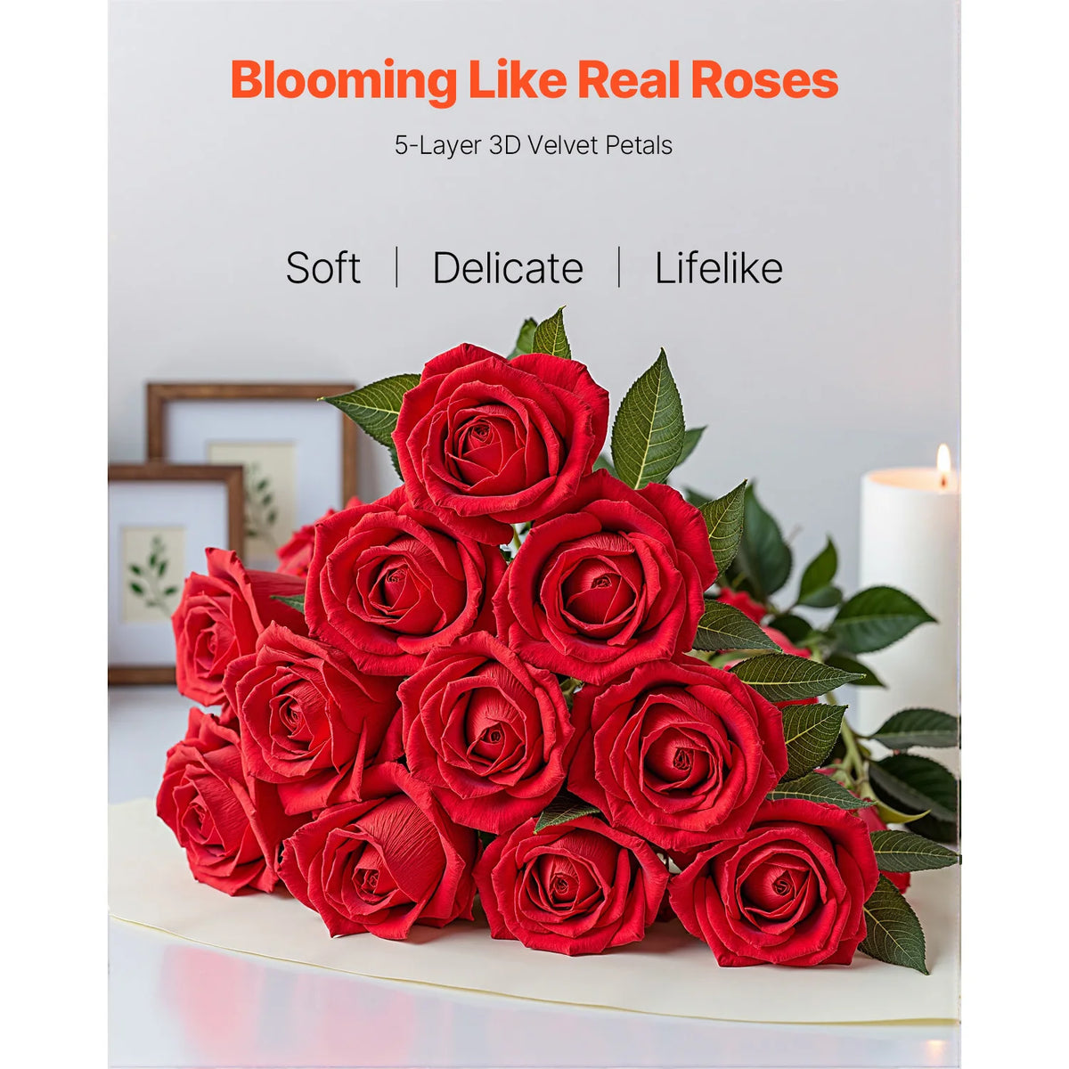 SucceBuy 60/120/500 pcs Artificial Flowers with Stems for DIY Wedding Home Centerpieces Arrangements Party Tables Decorations
