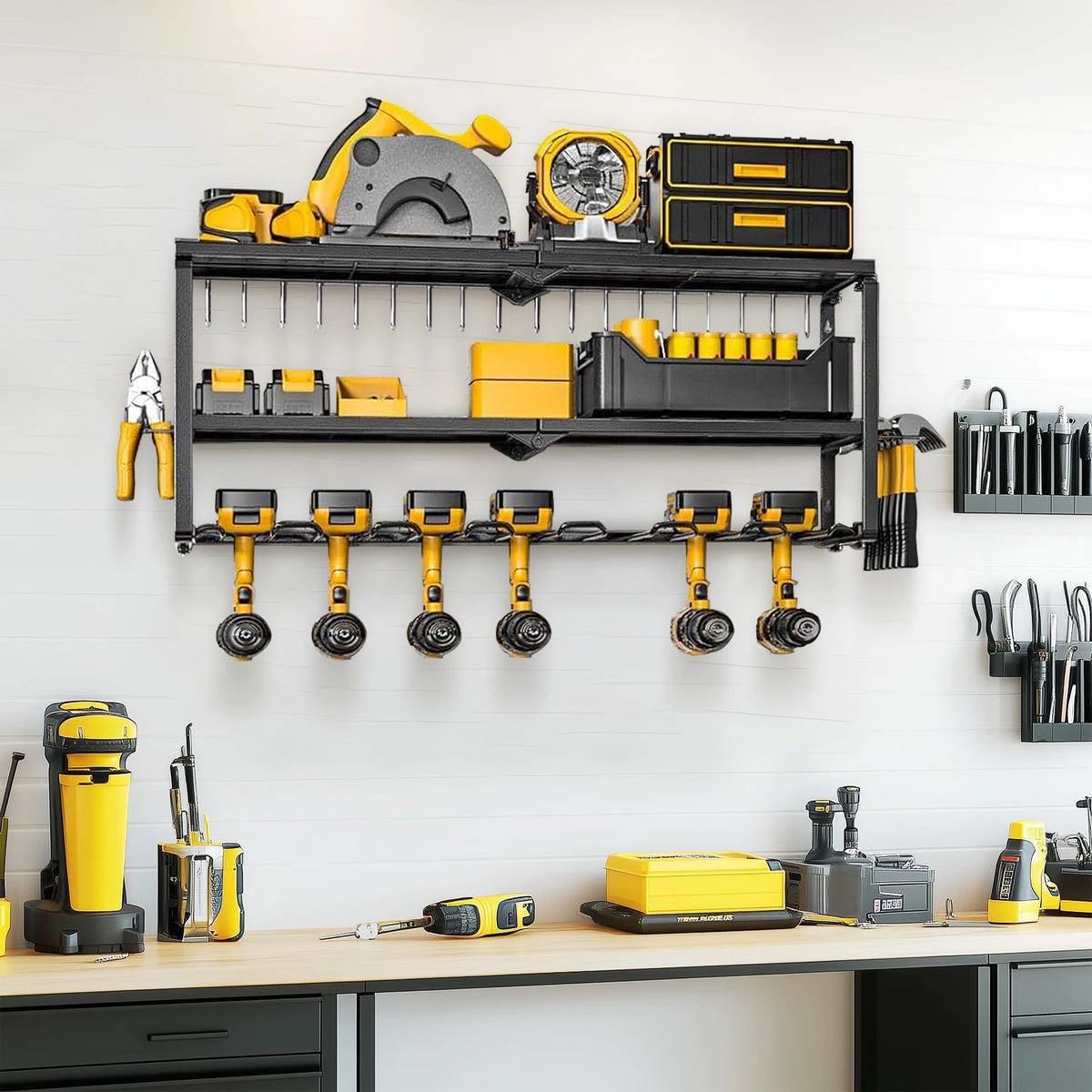 Heavy Metal Garage Wall Mount Cordless Drill Rack Organizer Shelf Tool Storage for Home Organization