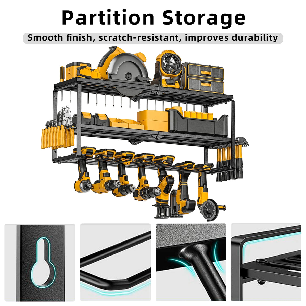 Heavy Metal Garage Wall Mount Cordless Drill Rack Organizer Shelf Tool Storage for Home Organization