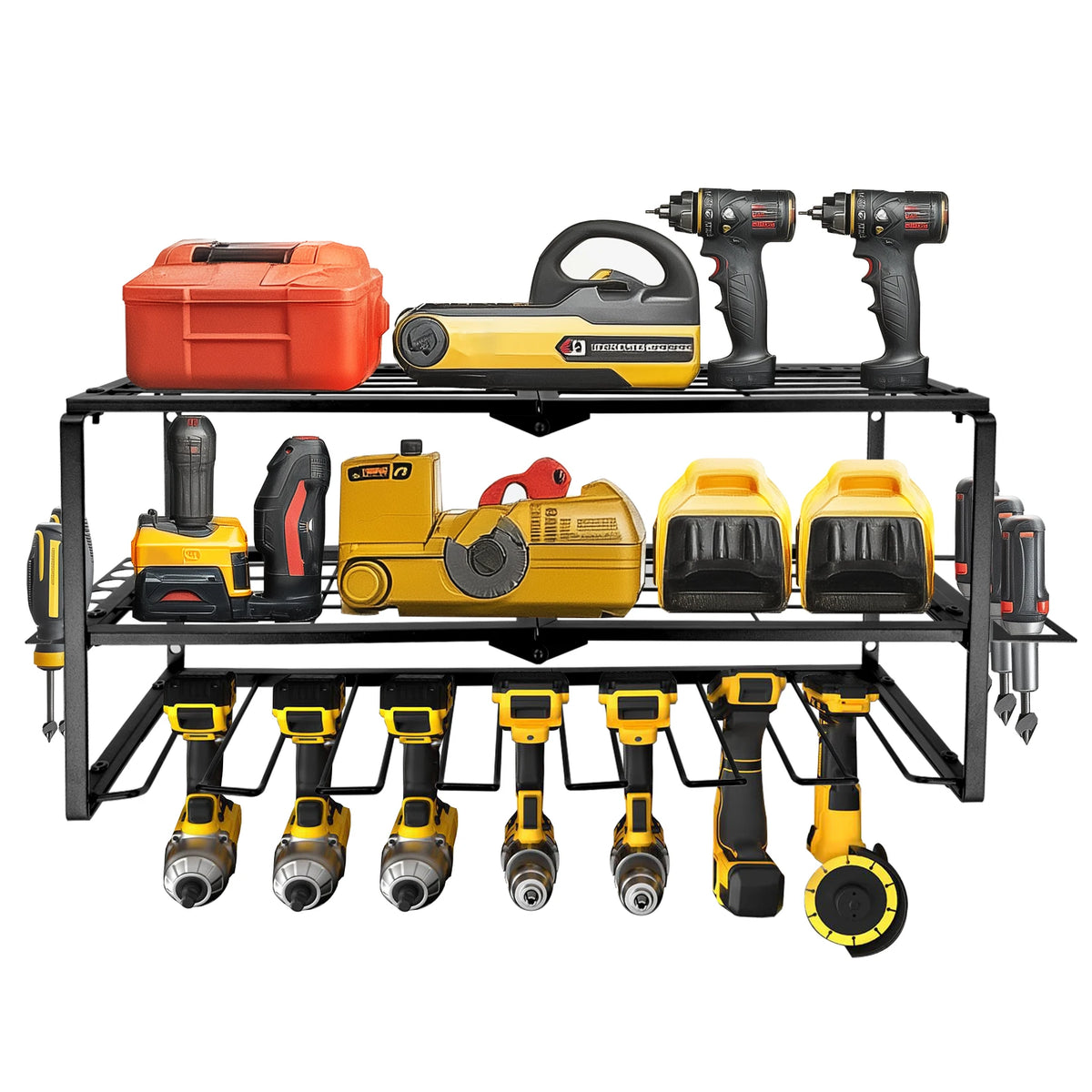 Heavy Metal Garage Wall Mount Cordless Drill Rack Organizer Shelf Tool Storage for Home Organization
