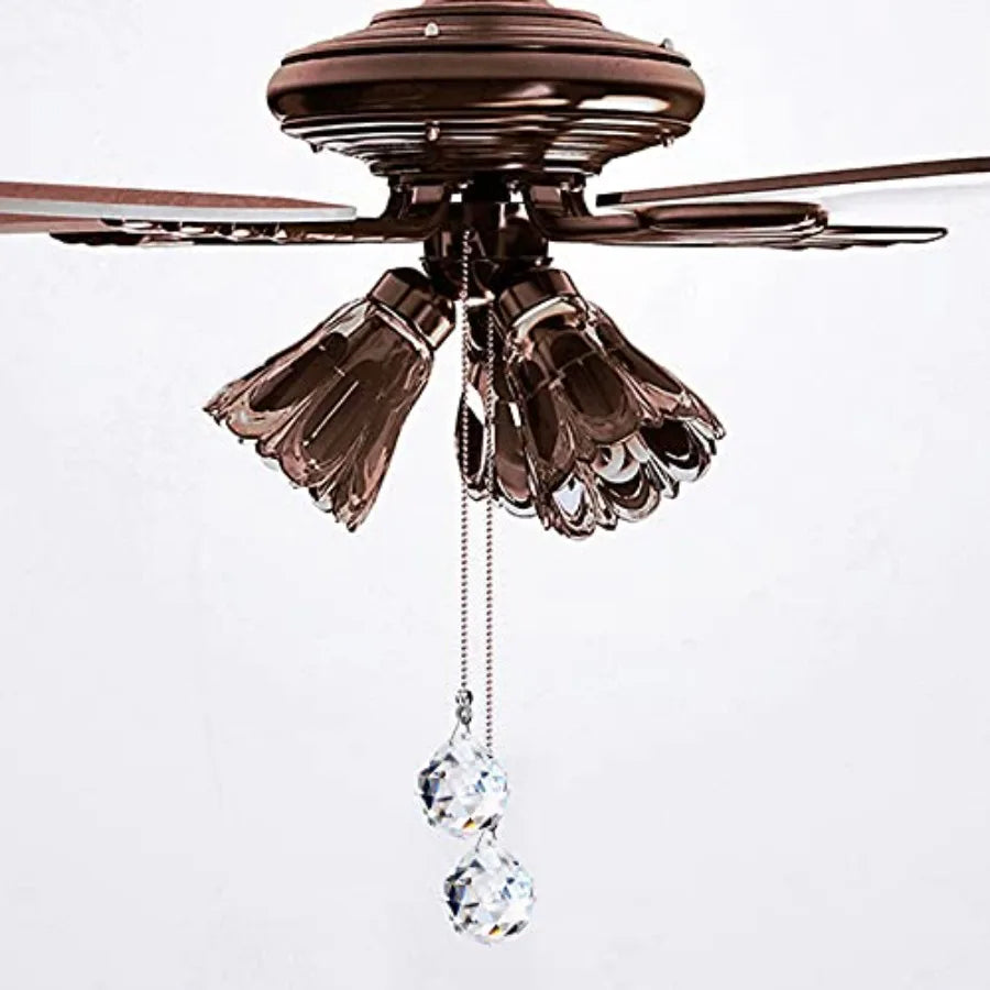 4 Pcs Fan Pull Chain Extension Decorative Crystal Ornaments Clear Prism Ceiling Ball Fan Light Chain Extension Diamond Connecto