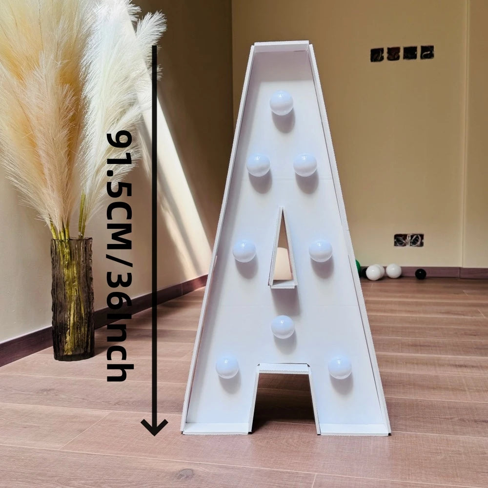 1Pc 3Ft/91.5Cm Marquee Warm Light Letters Frame Kt Board Letters A-Z Plug-In Kt Board with Bracket Freestanding Party Decorative Lighting for Birthdays, Anniversaries, Graduation-8/10Pcs Light