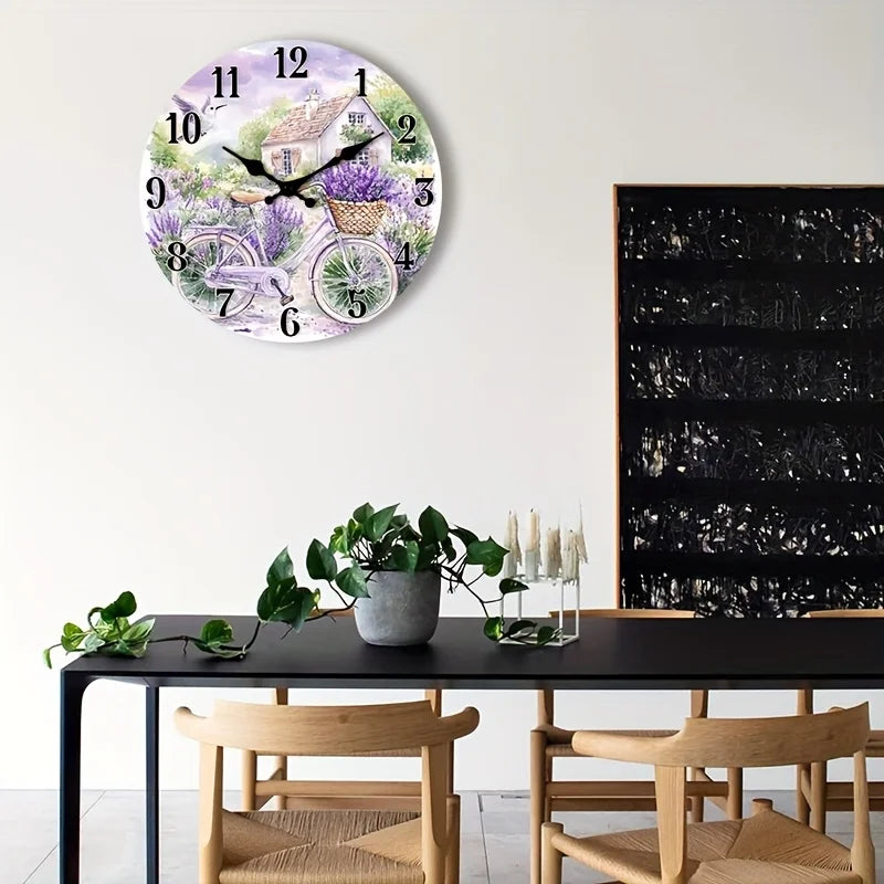 1pc Non-Ticking Wooden Wall Clock - L Rustic Farmhouse Decor for Kitchen, Bedroom, Living Room, Stairwell, Laundry Room (AA Battery Operated, Not Included), Rustic Home Decor, Countryside Theme, Durable Clock Design, 2D Flat