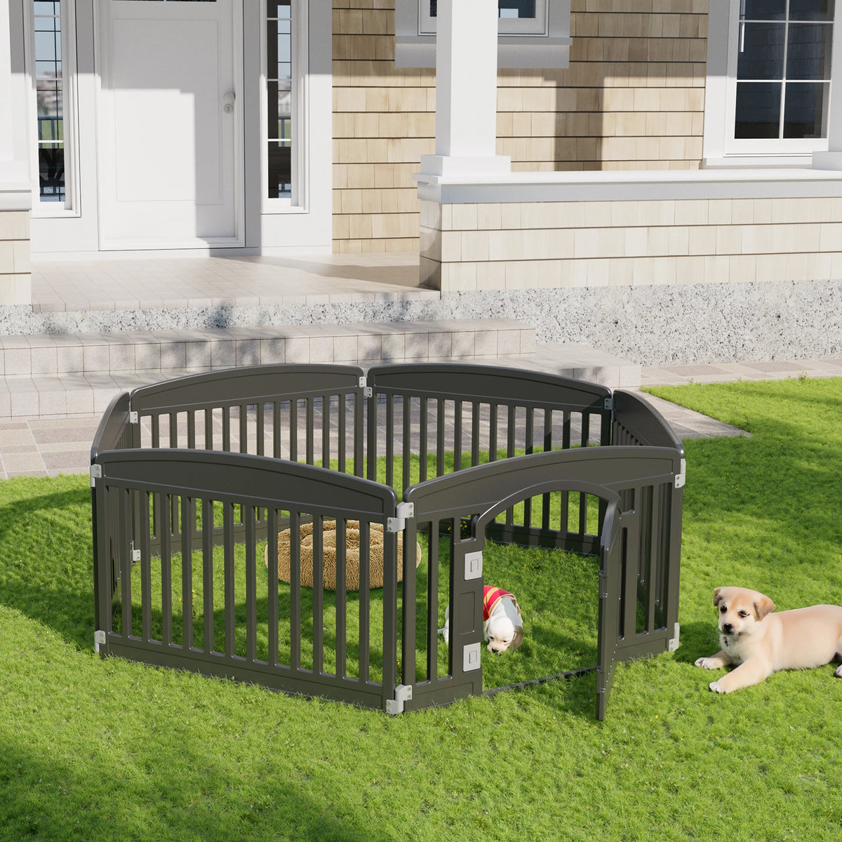 JHK Plastic Dog Playpen 6 Panel 24IN Expandable Durable Pet Fence for Medium Dogs Indoor Outdoor Folding Portable Puppy Playpen