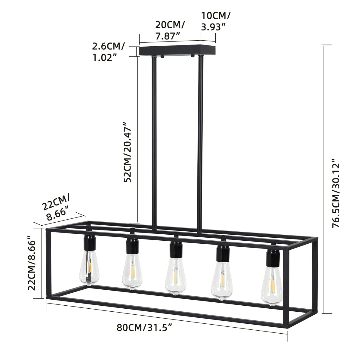 Industrial Kitchen Island Chandelier Hanging Lamp Ceiling Pendant Light for Dining Room Foyer