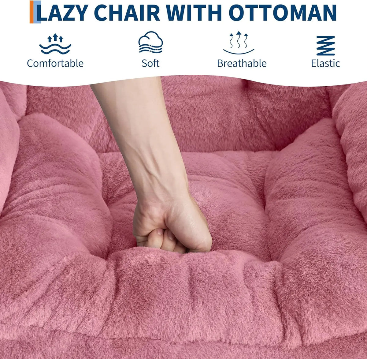 Lazy Chair with Ottoman, Large Lounge Accent Chair, Comfy Armchair with Folding Footrest,Reading Armchair for Bedroom