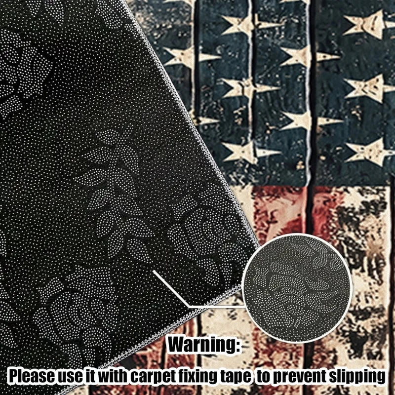 1Pc American Retro Star Stripe Pattern Rug, Machine Washable, Personalized Decoration, Retro Style Home Essential, Suitable for Living Room, Bedroom, Entryway, Office, Corridor and Other Areas