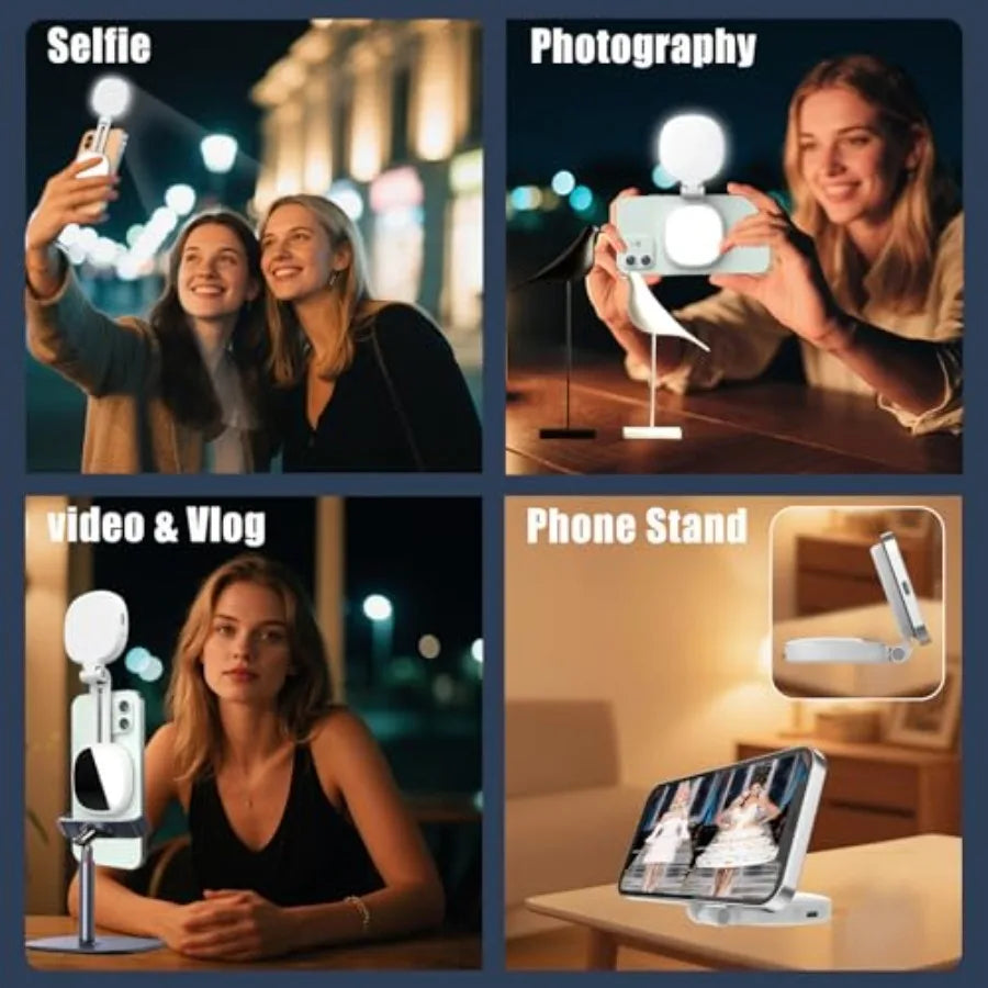 Magnetic Selfie Light, Phone Light Compatible with MagSafe iPhone and Android, Portable LED Fill Ring Light for Selfies/Photogr