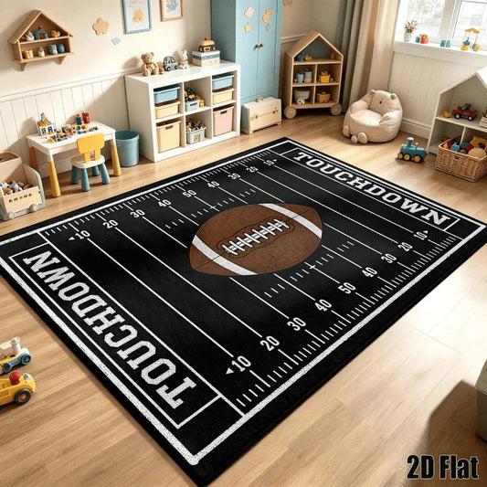1Pc American Retro Football Field Rug, Retro Art Decorative Rug, Suitable for Living Room, Bedroom, Dining Room, Bedside, Indoor and Study, Home Decoration