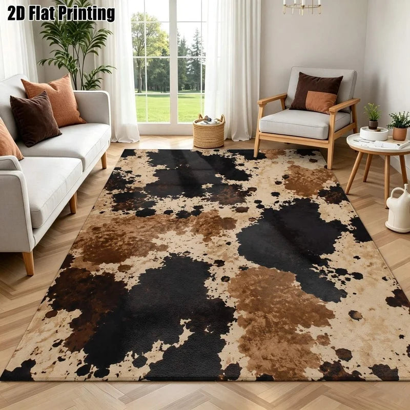 1Pc Retro Ink Splash Print Carpet, Bohemian Style Decorative Rug for Living Room, Bedroom, Dining Room, Bedside, Indoor and Outdoor Patio, Home Decor Accessories