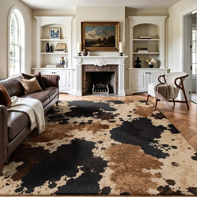 1Pc Retro Ink Splash Print Carpet, Bohemian Style Decorative Rug for Living Room, Bedroom, Dining Room, Bedside, Indoor and Outdoor Patio, Home Decor Accessories