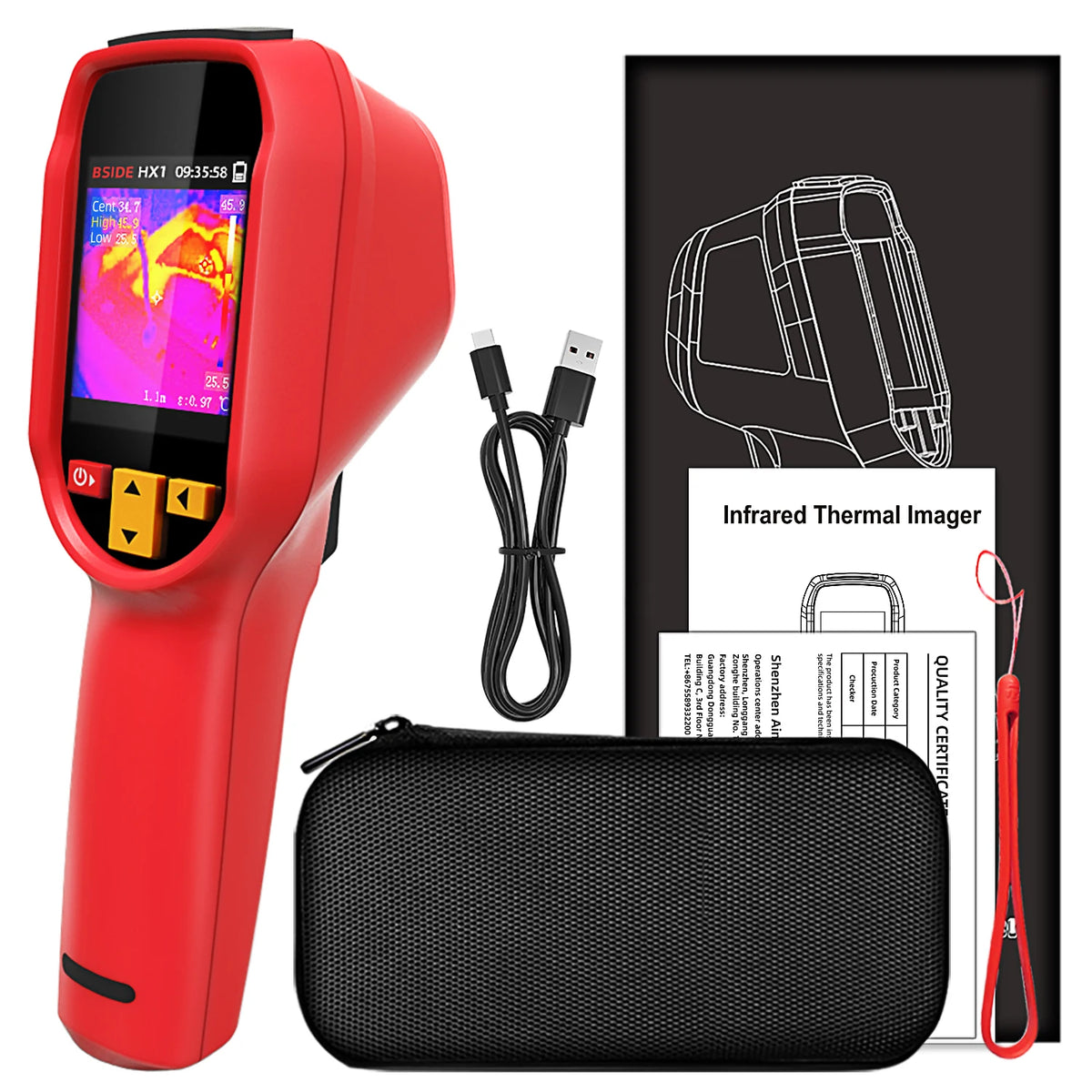BSIDE Professional Thermal Imager Handheld Thermometer -20~550C High Resolution 15 Disc PC Analysis Software